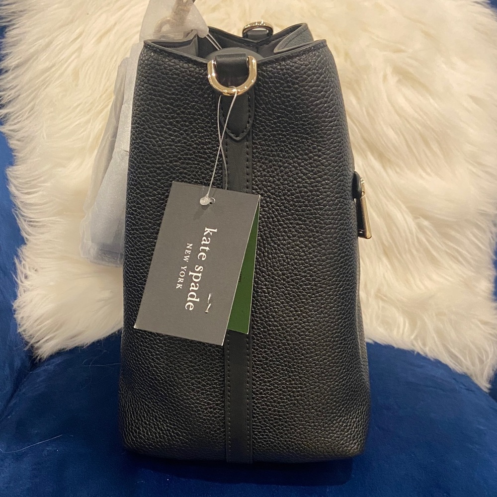 NWT Kate Spade Black Pebbled Leather Shoulder Bag with dust bag - Picture 8 of 16